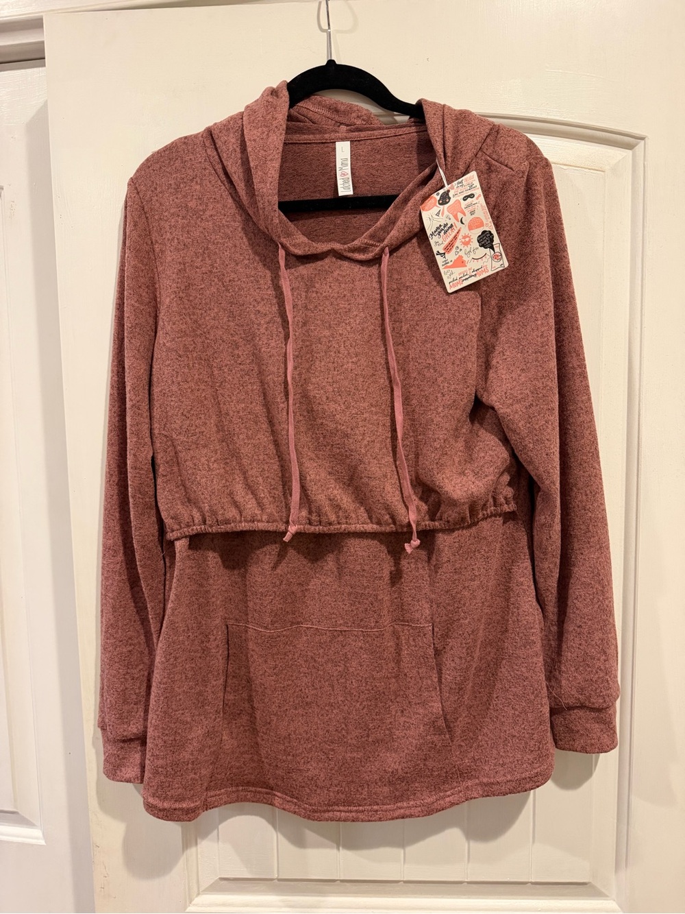 Latched Mama Dusty Rose Pullover Hoodie with Drawstring Waist